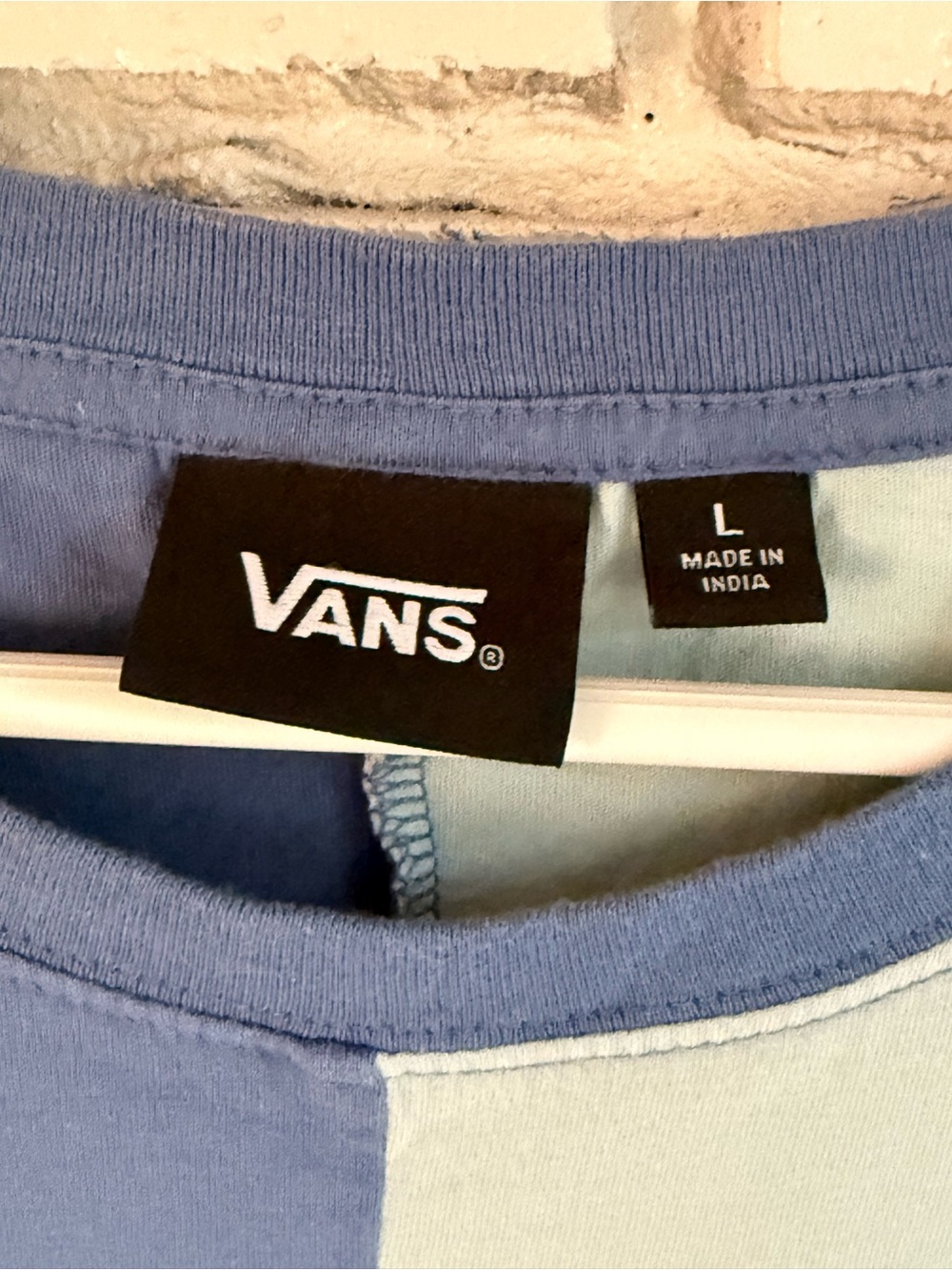 Vans Off The Wall Colorblock T-Shirt Blue Graphic Logo Short Sleeve Mens Size L - Picture 3 of 8